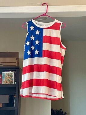 Women's American Flag Sleeveless Tank Top - Red, White & Blue